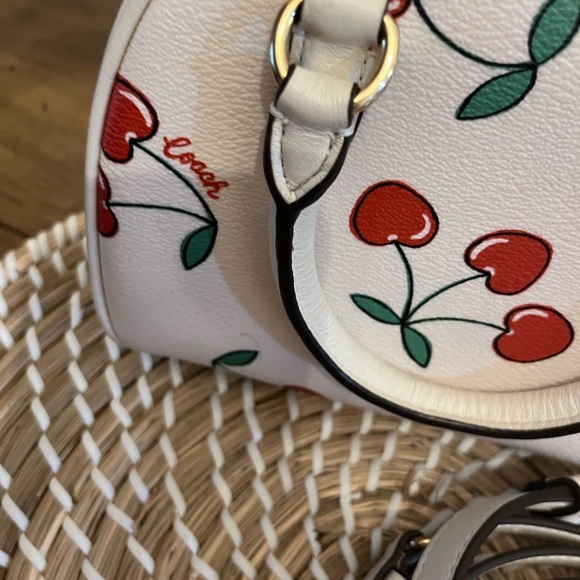 Coach Cherry Print Mini Bag in White - Picture 11 of 16